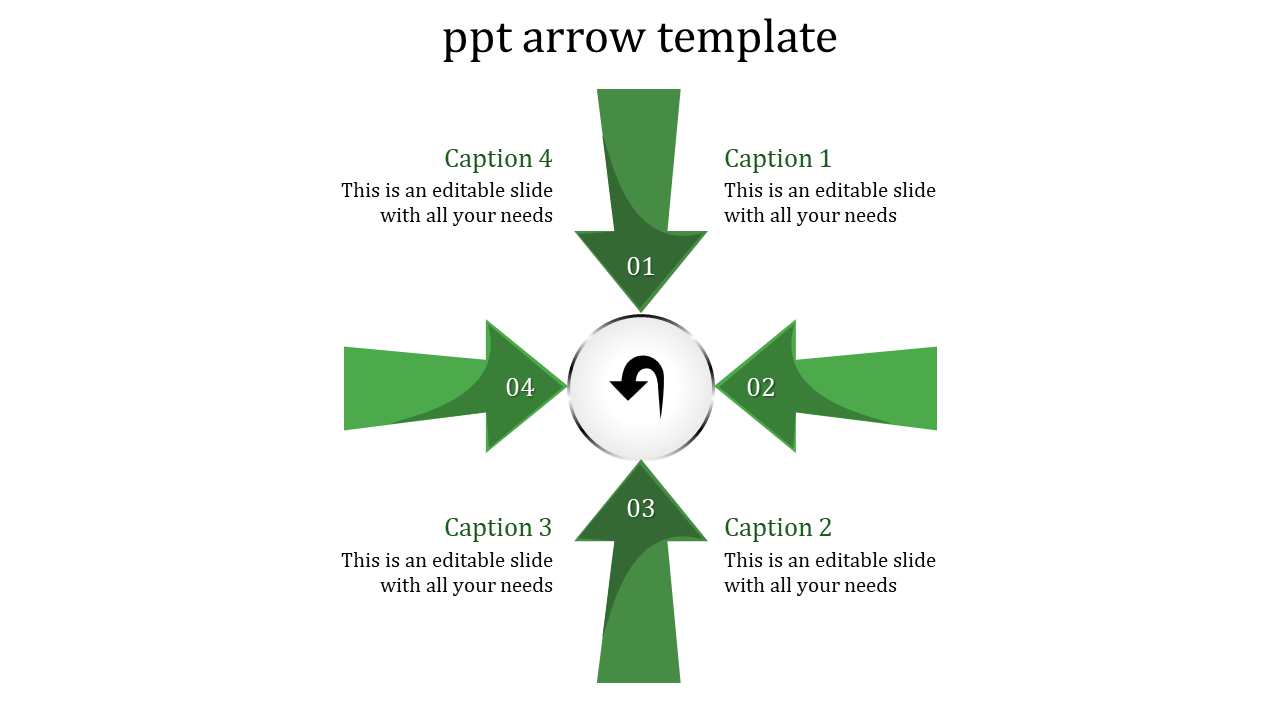 Stunning Arrows PowerPoint Templates In Four Direction